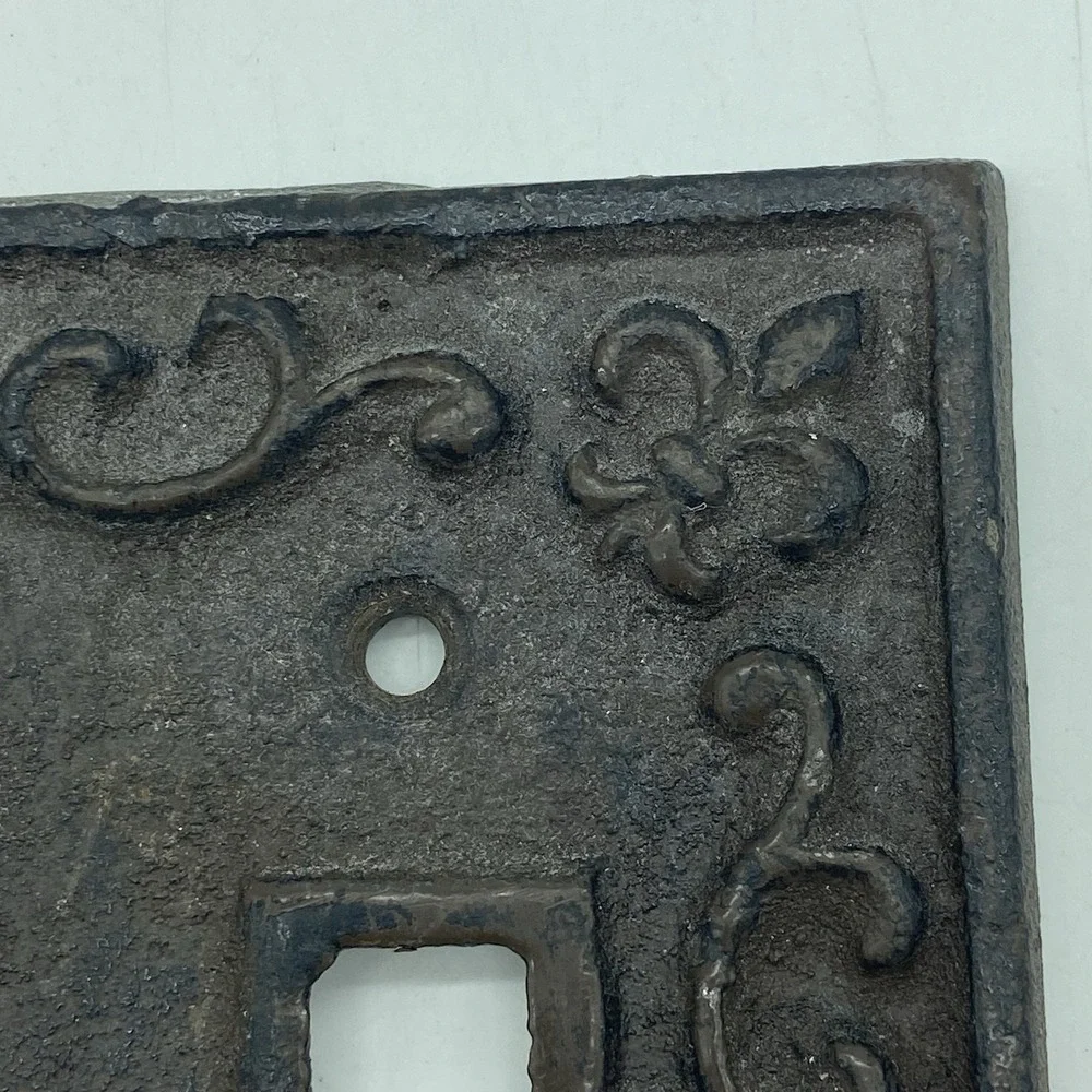 Wrought Iron Double Light Switch Plate Rustic Fleur De Lis Farmhouse Rustic